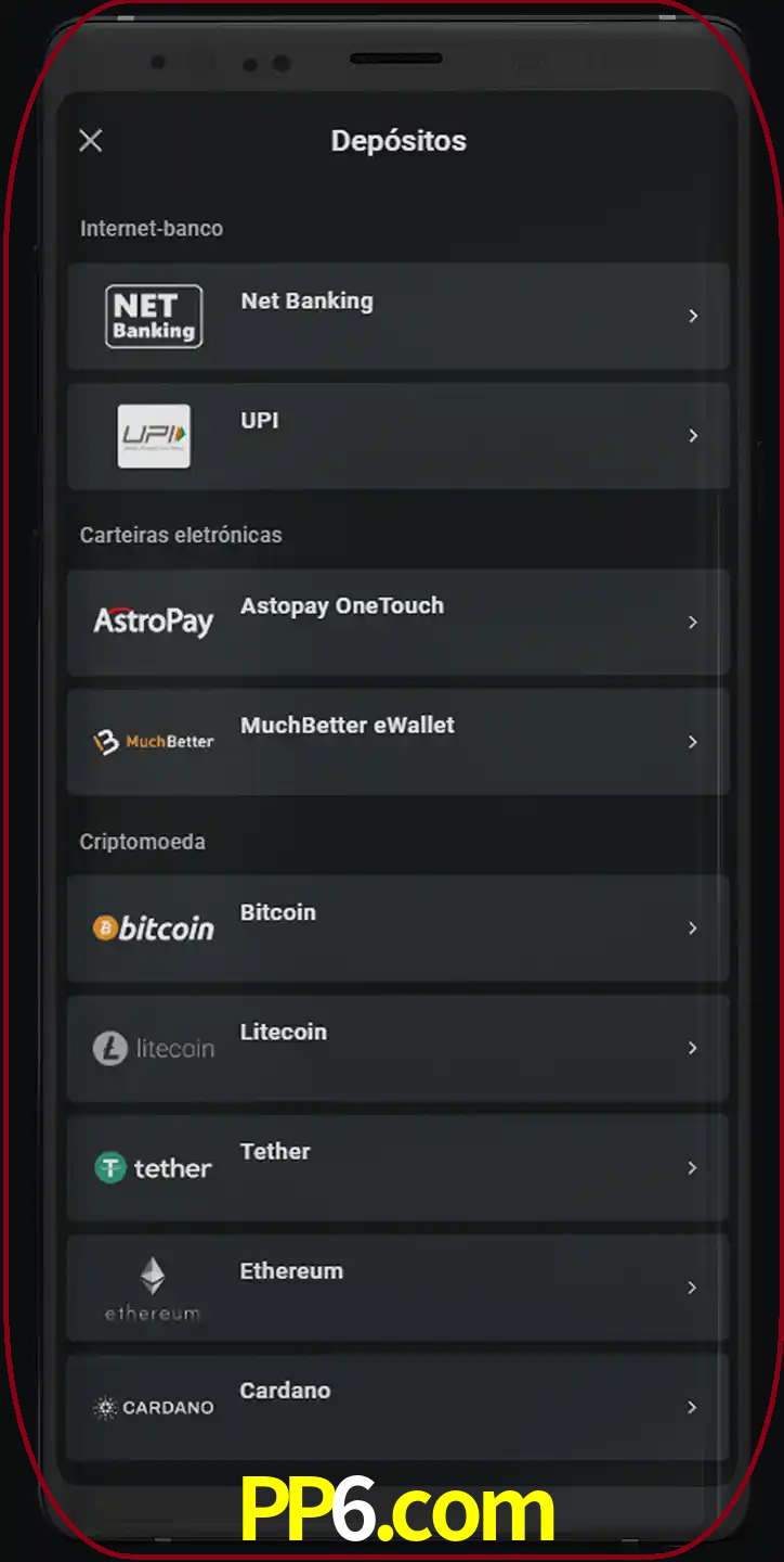 Você pode usar métodos alternativos de depósito.