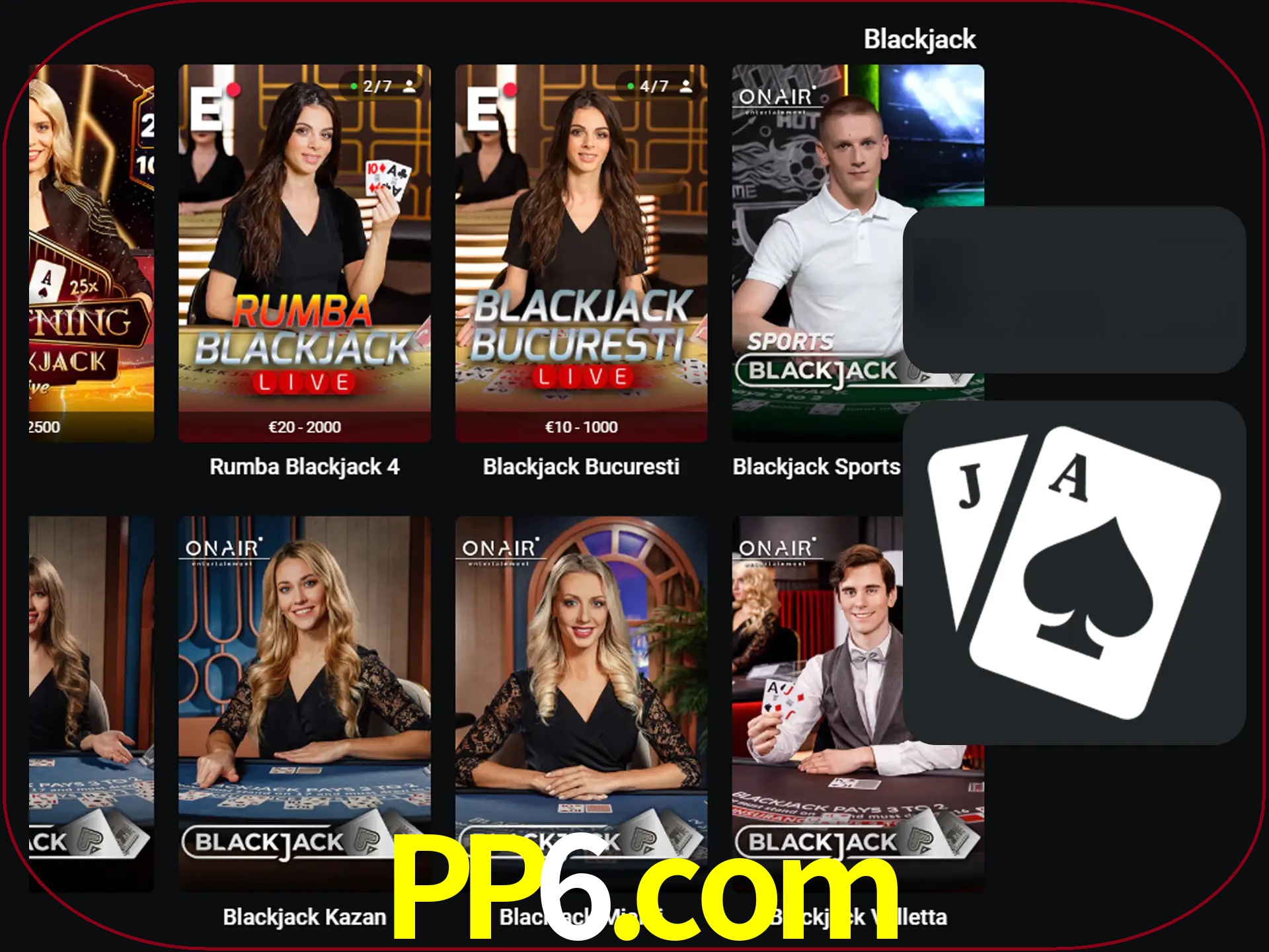 Escolha uma mesa completa de jogadores de blackjack.
