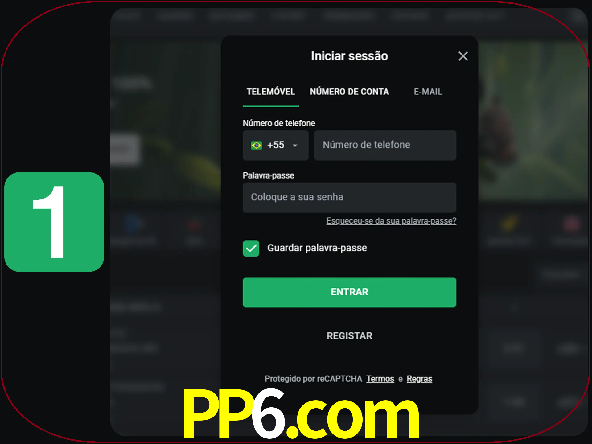 Clique no botão Entrar.